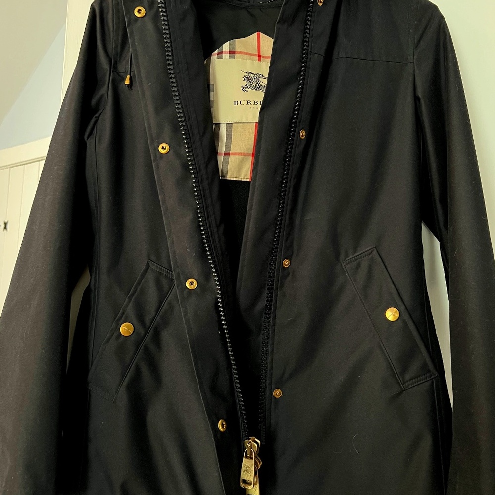 Burberry Black Trench Coat with Gold Accents